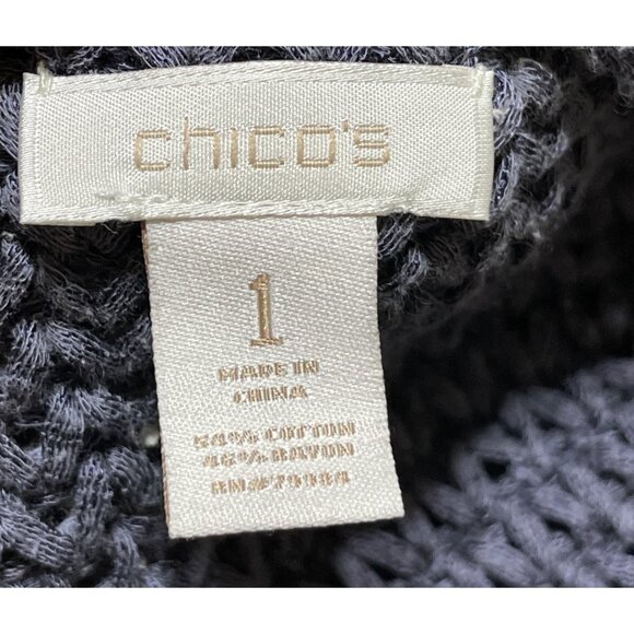 Chico's Cropped Sweater Slate Blue Size M Medium (1) Dolman Boat Neck VTG - Picture 4 of 6